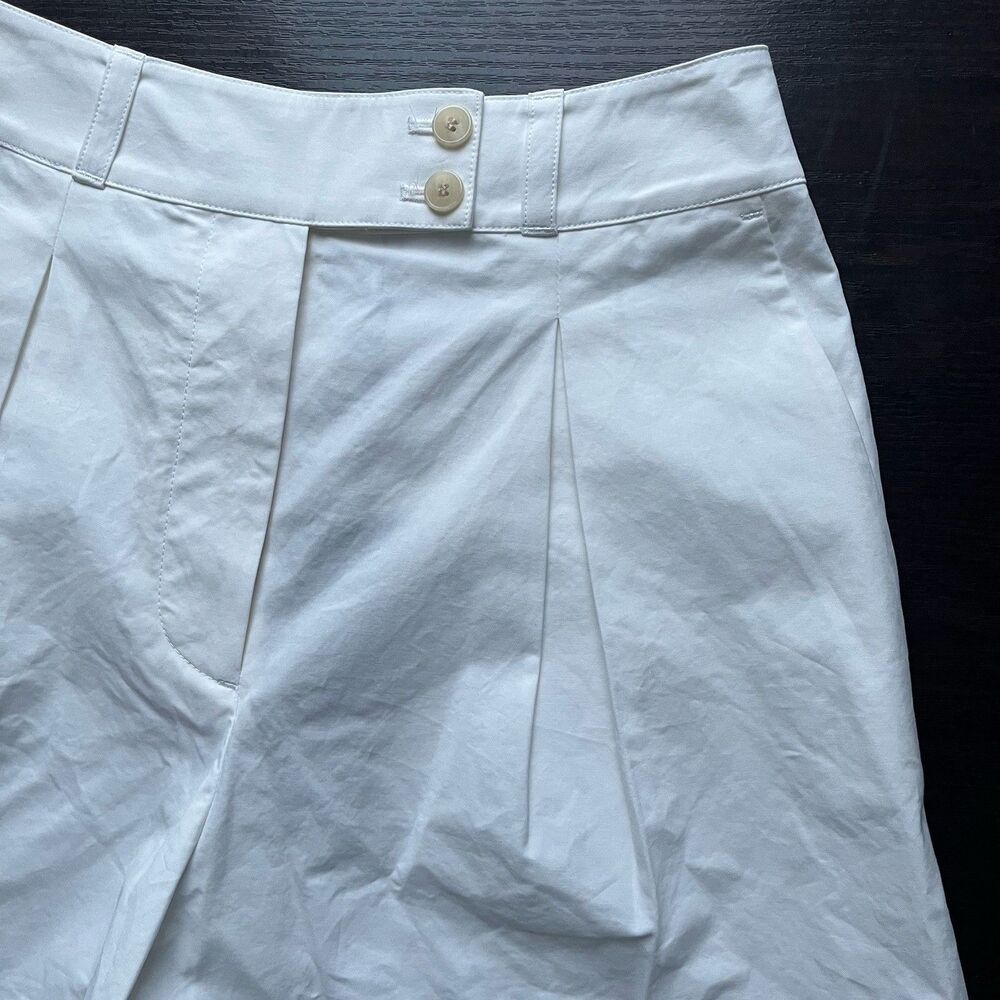 Jenni Kayne Newport Poplin Shorts White Sz 0 Cotton High Rise Pleated Wide Leg - Picture 9 of 13